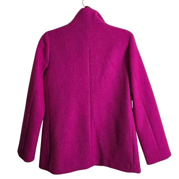 J.Crew Lodge Coat Italian Stadium Cloth Wool Warm Berry High Collar Size 4 - Picture 3 of 10